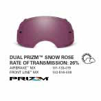 SAMPLE PICTURE - Oakley Dual Prizm MX Snow Rose lens - for Airbrake (OA-101-133-015) and Front Line (OA-102-516-008) MX goggles - have a 26% rate of transmission