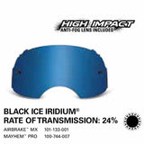 SAMPLE PICTURE - Oakley MX Black Ice Iridium High Impact lens - for Airbrake (OA-101-133-001) and for Mayhem Pro (OA-100-744-007) goggles - have a 24% rate of transmission