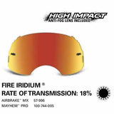 SAMPLE PICTURE - Oakley MX Fire Iridium High Impact lens - for Airbrake (OA-57-996) and for Mayhem Pro (OA-100-744-005) goggles - have an 18% rate of transmission