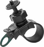 Midland XTC-200 Action Camera has three types of mounts available separately - adhesive helmet mount, strap helmet mount and handlebar mount (pictured is the handlebar mount)