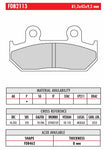FR-FDB2113 - 9.5mm thick - drawing NOT to scale - (pads also available 8.0mm thick - see FR-FDB462)